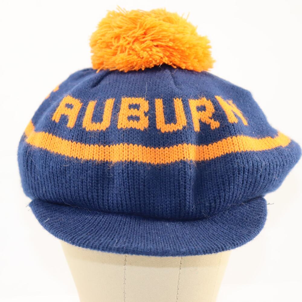 Vintage Auburn War Eagles Pom Pom Knit Cap Hat w/ Brim